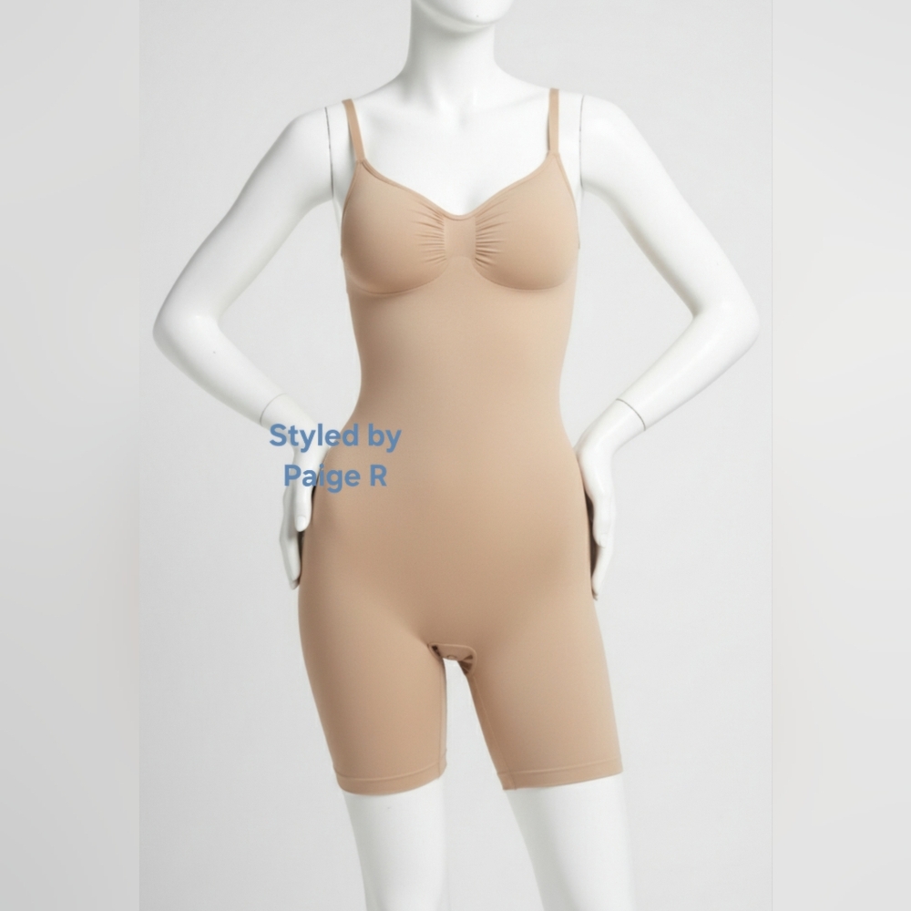 💕NEW SKIMS Seamless Sculpt Mid Thigh Shortie Bodysuit Shaper Nude MICA 2X 3X